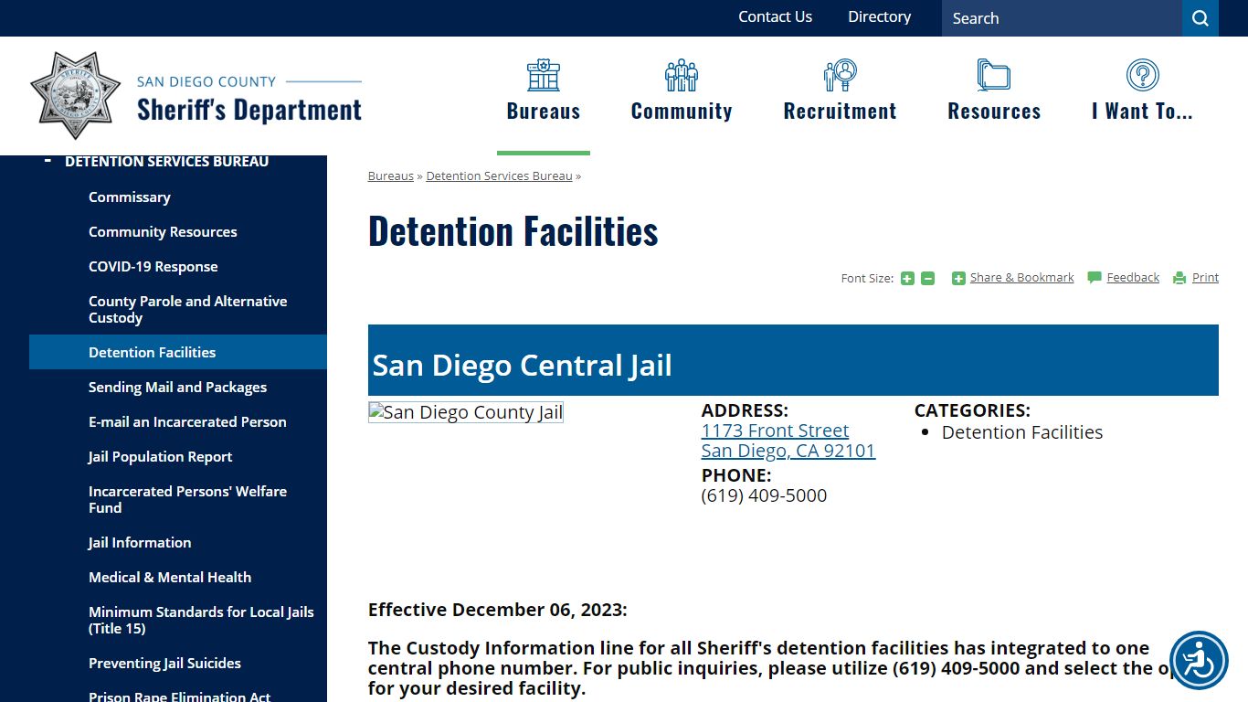 Detention Facilities | San Diego County Sheriff